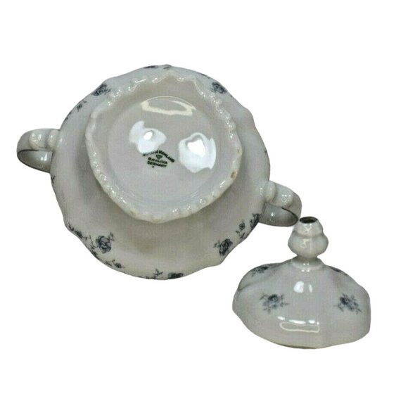 Johann Haviland Blue Garland Decorative Sugar Bowl and Lid Bavaria Germany - Picture 5 of 6